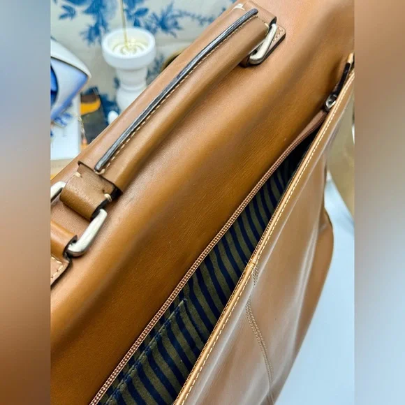 🆕 OROTON 🧿 NWOT Brown Leather Men's Briefcase - Picture 8 of 16